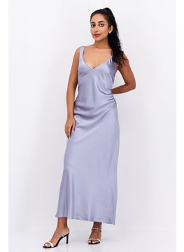 Women Plain Maxi Dress, Blue