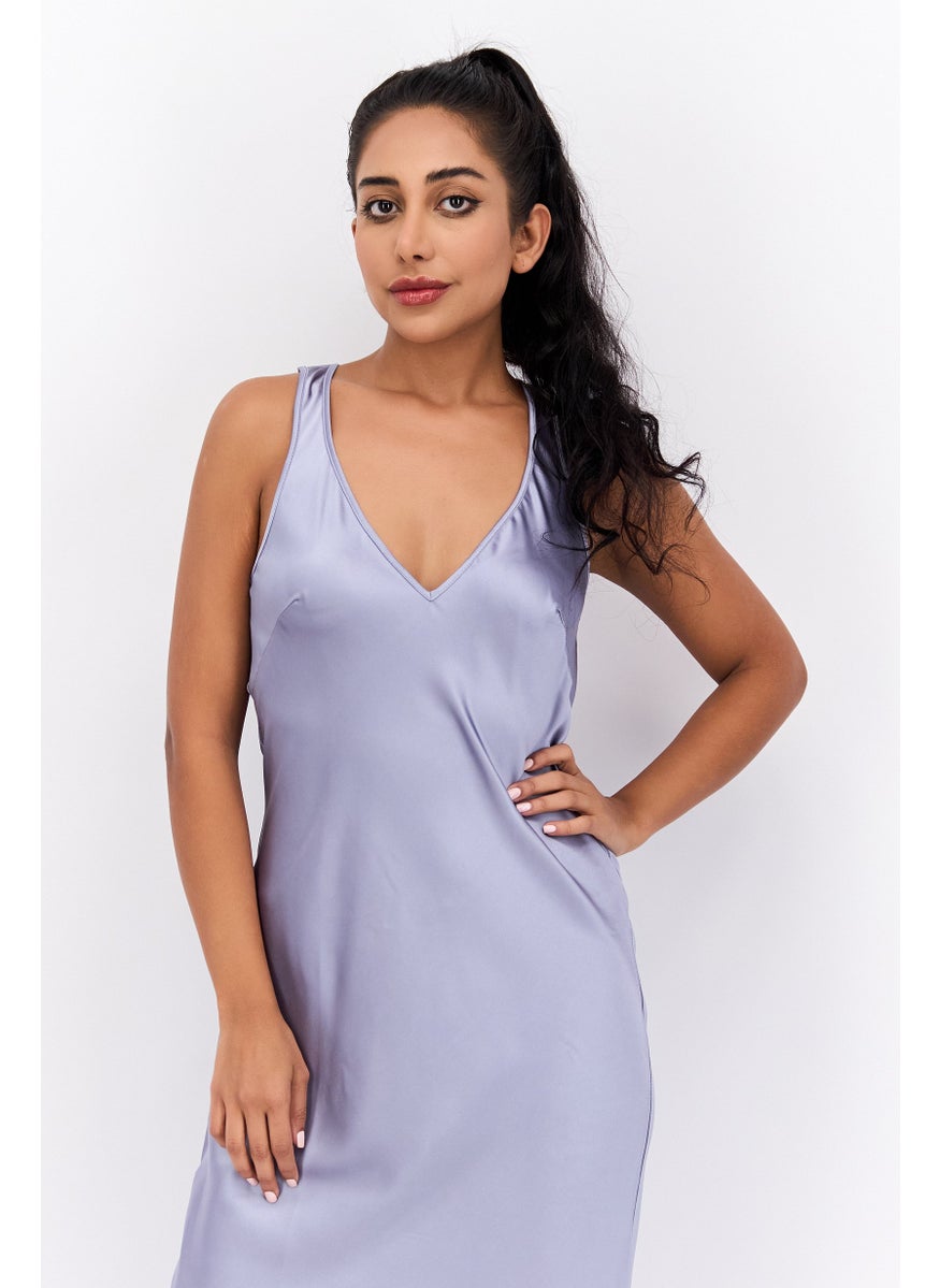 Flounce London - Women Plain Maxi Dress, Blue - Image 1