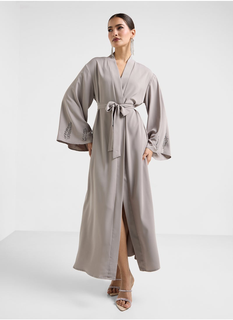 Khizana Abaya With Embroidered Sleeves  - Image 1