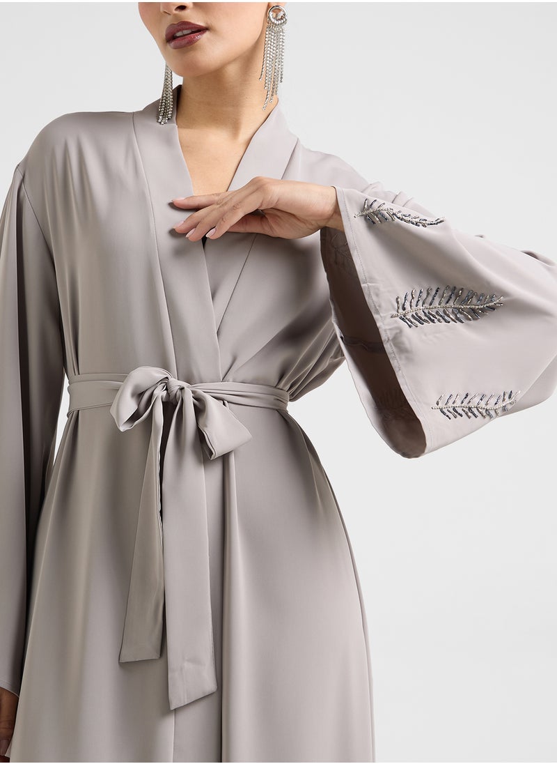 Khizana Abaya With Embroidered Sleeves  - Image 3