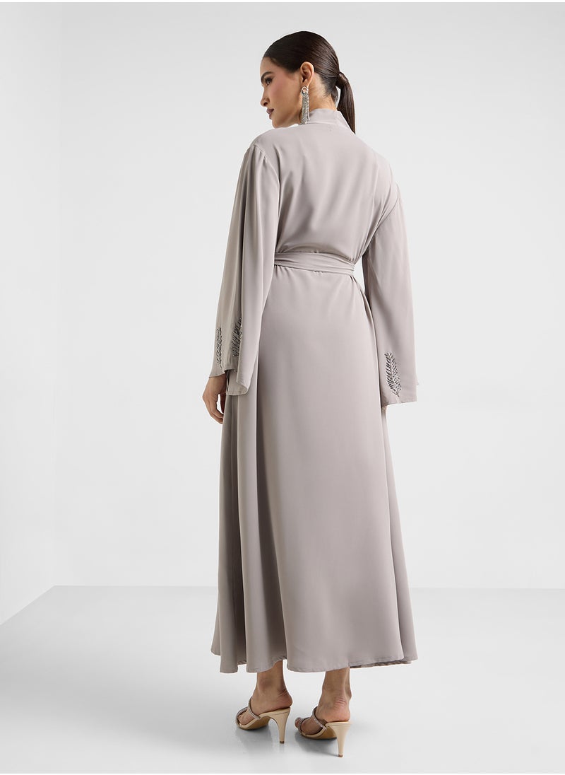 Khizana Abaya With Embroidered Sleeves  - Image 2