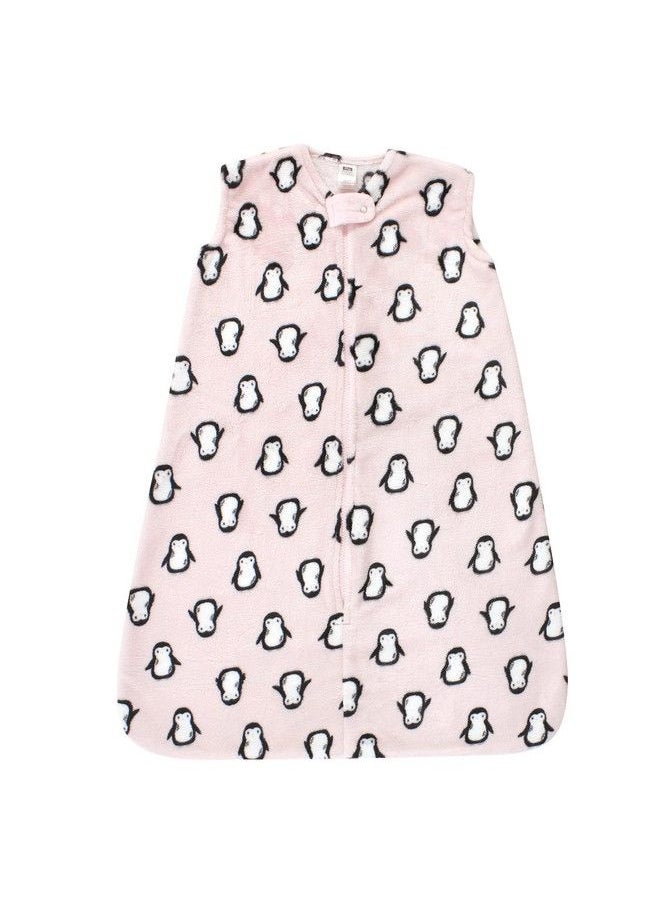 hudson baby - Unisex Baby Plush Sleeping Bag Sack Blanket Sleeveless Pink Penguin 6 12 Months - Image 1