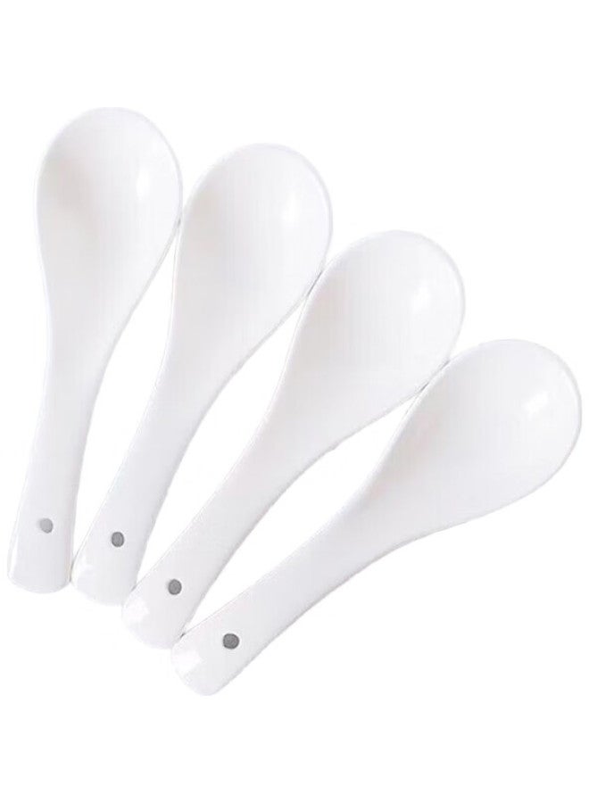 Sky Top Small Ceramic Rice Spoon, Soup Spoon, Bone China Tablespoon, Household Tableware, Pure White 4-Piece Maguo Set - Image 3