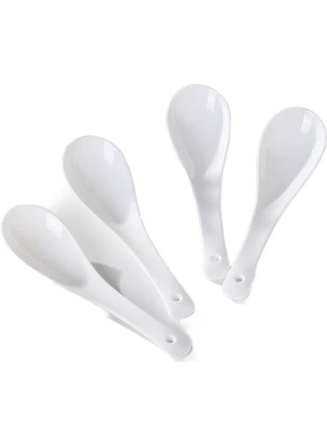 Sky Top Small Ceramic Rice Spoon, Soup Spoon, Bone China Tablespoon, Household Tableware, Pure White 4-Piece Maguo Set - Image 1