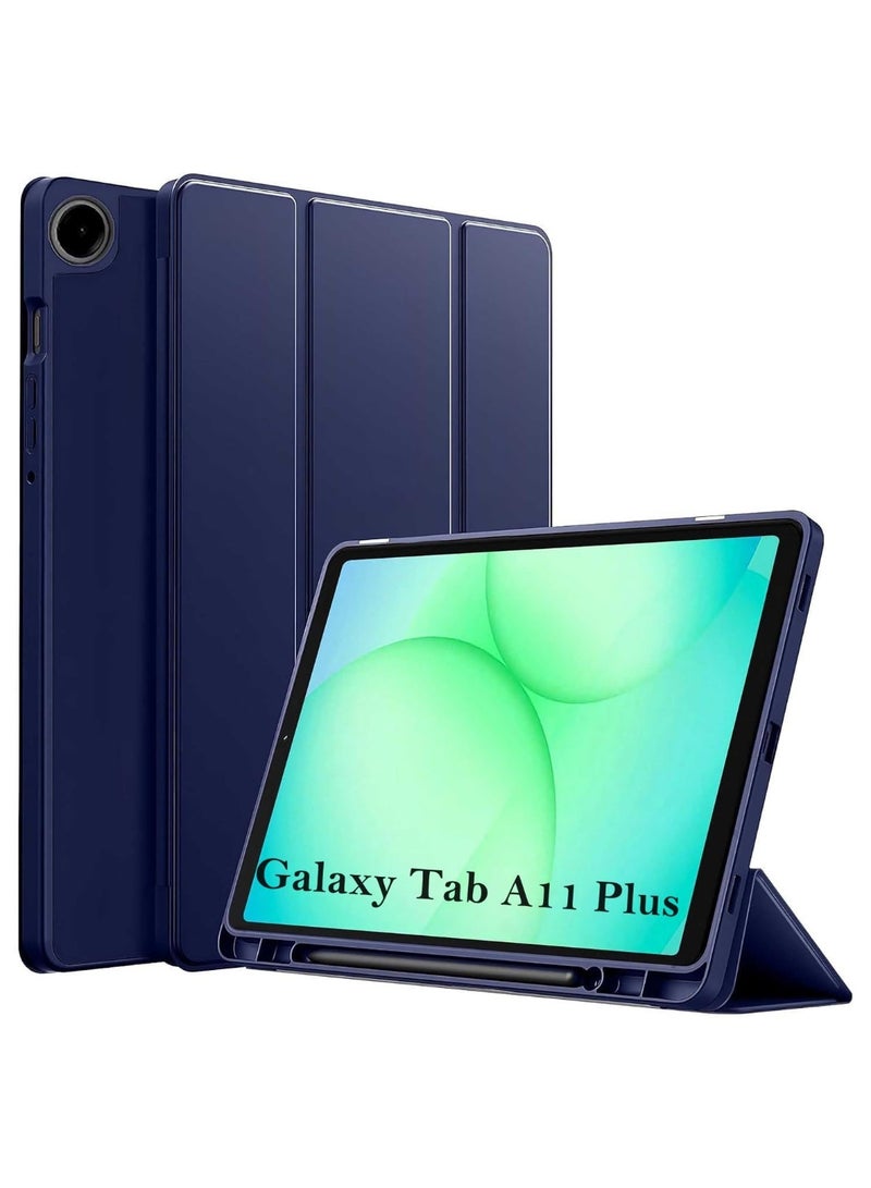 YoYoTech Samsung Galaxy Tab A11+/A11 Plus 2025 Model 11 Inch Case Model with Pencil Holder Slim Tablet Cover with Soft Back Auto Wake Sleep Function - Blue - Image 1