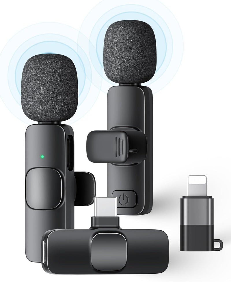 coku CK-K9 Dual Wireless Lavalier Microphone, Bluetooth Collar Mic for iPhone, Android USB-C Phones & Tablets, Plug & Play, Noise Cancelling, Clear Audio for YouTube, Vlogging, &, Interviews - Image 1