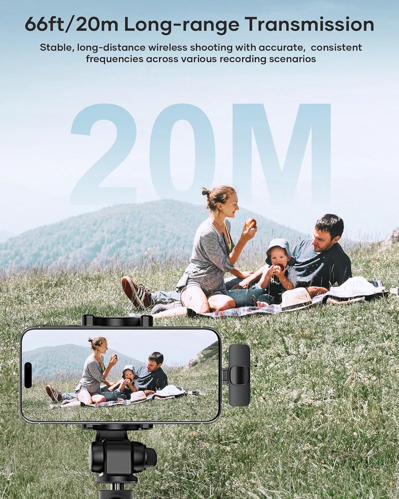 coku CK-K9 Dual Wireless Lavalier Microphone, Bluetooth Collar Mic for iPhone, Android USB-C Phones & Tablets, Plug & Play, Noise Cancelling, Clear Audio for YouTube, Vlogging, &, Interviews - Image 5