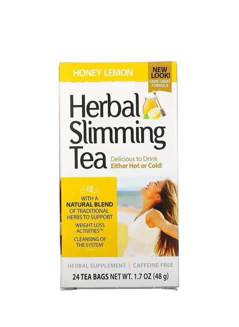 21st Century Herbal Slimming Tea, Honey & Lemon, Caffeine Free, 24 Tea Bags, 1.7 oz (48 g)