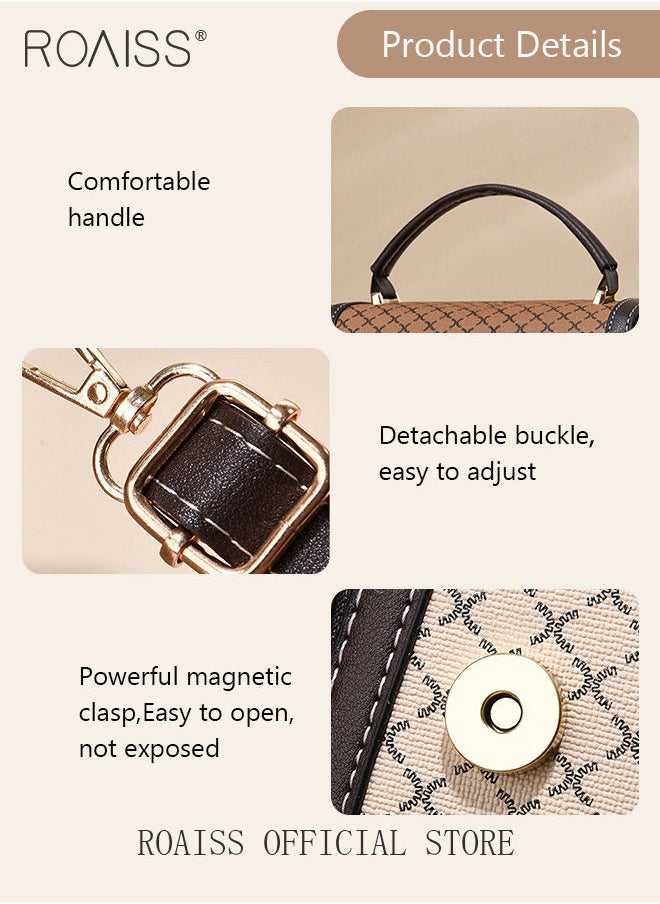 roaiss - Shoulder Tote Bags for Women Top Handle Satchel Ladies Fashion Office Casual Handbags Large Capacity PU Material Stylish Grid Decoration - Image 1