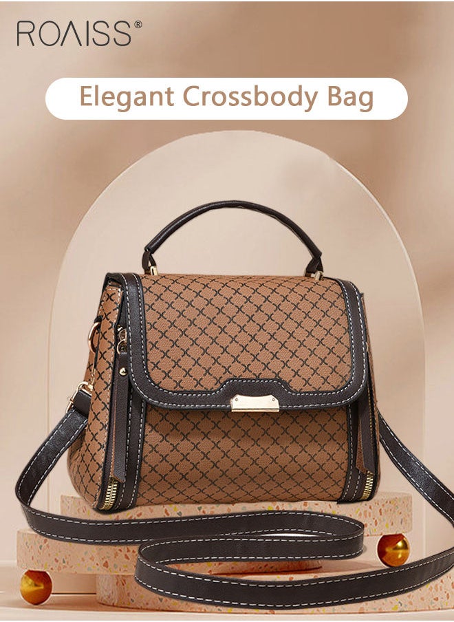 roaiss - Shoulder Tote Bags for Women Top Handle Satchel Ladies Fashion Office Casual Handbags Large Capacity PU Material Stylish Grid Decoration - Image 1