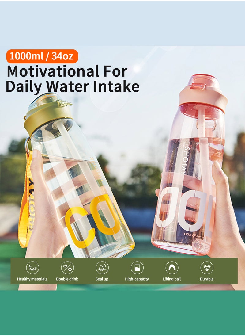 SHOTAY - SHOTAY Sports Water Bottles 1L BPA Free And Leakproof, Fast Flow With Removable Straw, Gym Water Bottle For School, Fitness And Outdoor Sports. - Image 1