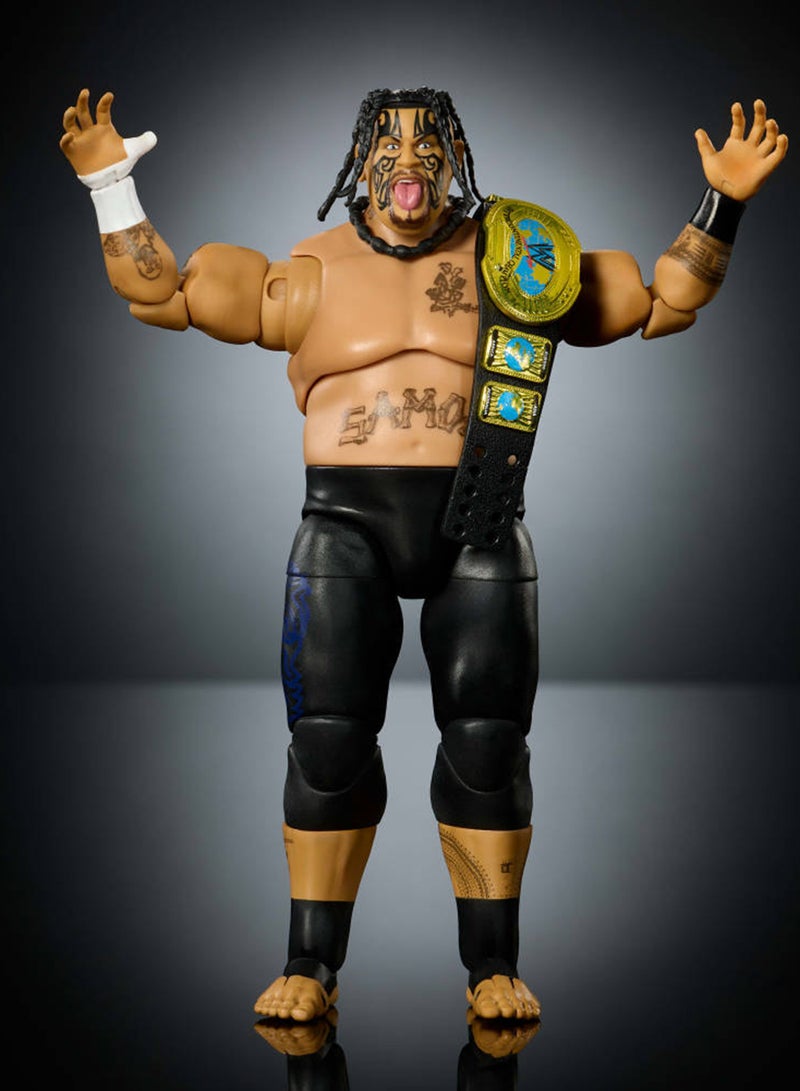 WWE Ultimate Edition Action Figure & Accessories Set Umaga 6-inch Collectible with Swappable Heads & Hands, 30 Articulation Points - Image 3