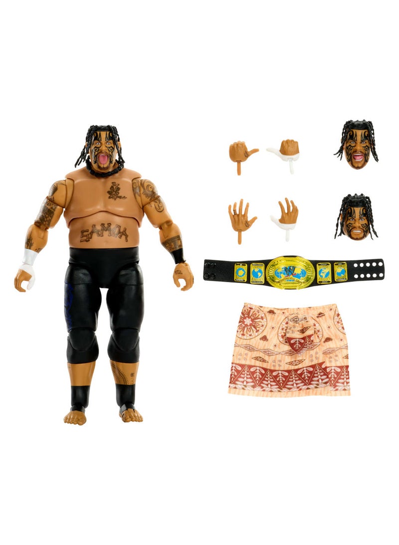 WWE Ultimate Edition Action Figure & Accessories Set Umaga 6-inch Collectible with Swappable Heads & Hands, 30 Articulation Points - Image 1