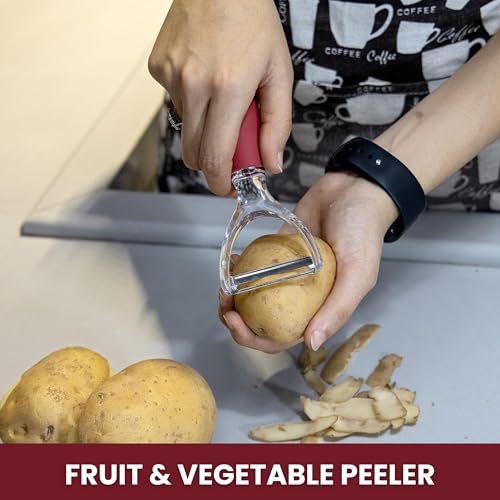 Bagonia Stainless Steel Premium Fruit Vegetable Peelers with Swiveling Double Blade Planer, Potato Peeler Tool by Multi Function Design with Silicone Grip for Kitchen, Safe & Easy to Use (Pack of 1) - Image 3