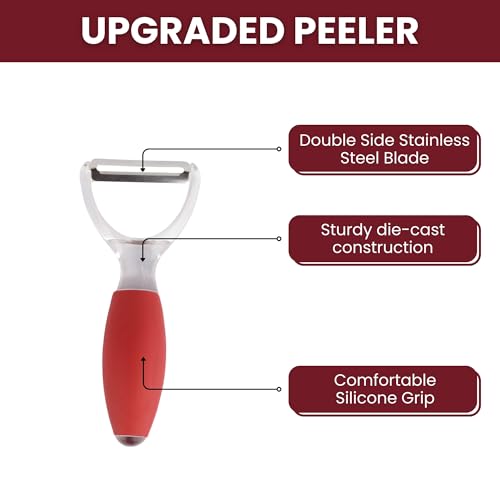 Bagonia Stainless Steel Premium Fruit Vegetable Peelers with Swiveling Double Blade Planer, Potato Peeler Tool by Multi Function Design with Silicone Grip for Kitchen, Safe & Easy to Use (Pack of 1) - Image 4