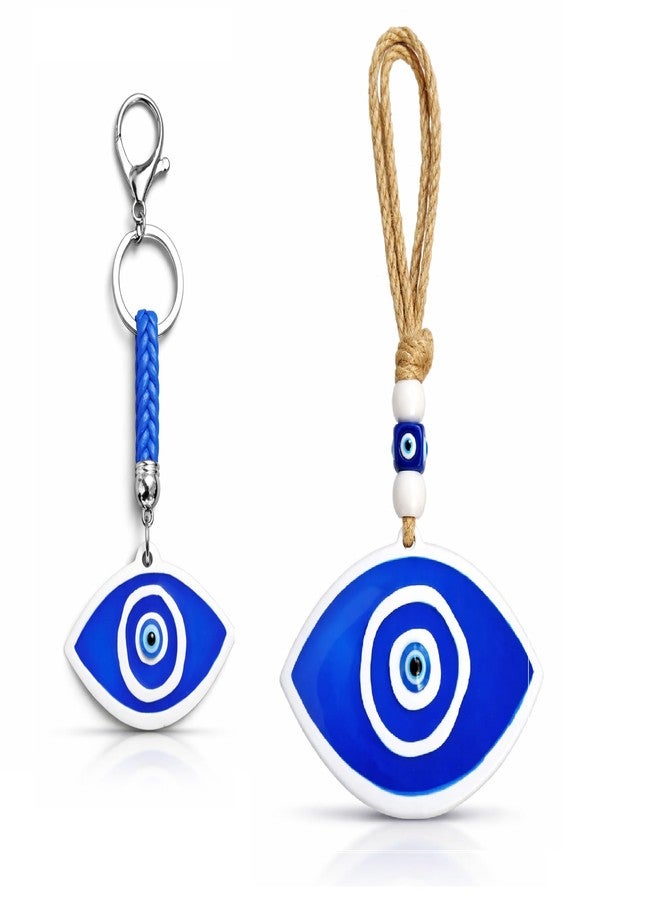 BLUE BEADS تعليقة عين الحسد لباب مدخل المنزل | ديكور حائط نزار سوركشا | تميمة زرقاء للحماية من عين الحسد | تعليقة فاستو للمنزل والمكتب والسيارة | ديكور لجلب الحظ السعيد والطاقة الإيجابية (مجموعة) - Image 1