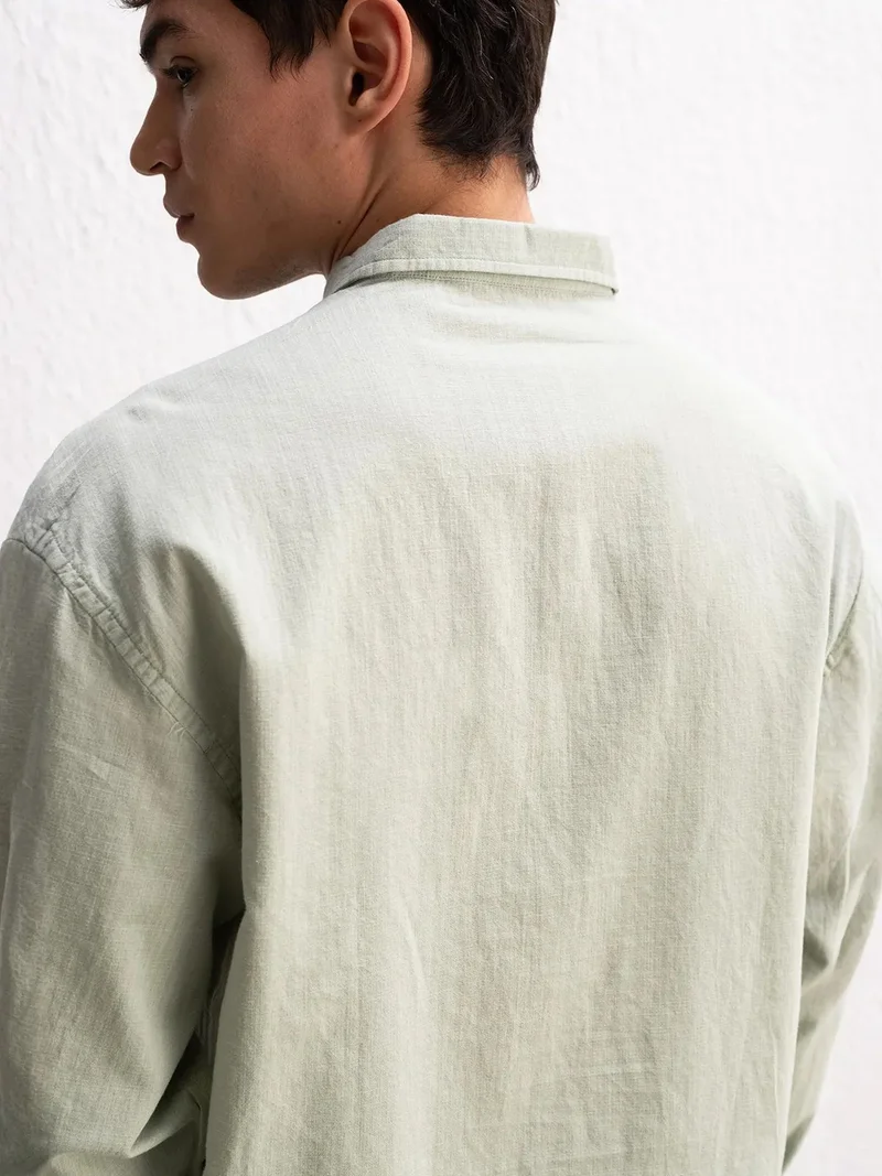 Giesto Mint Green GIESTO Cotton Oversized Button-Up Shirt for Men | Best Price UAE