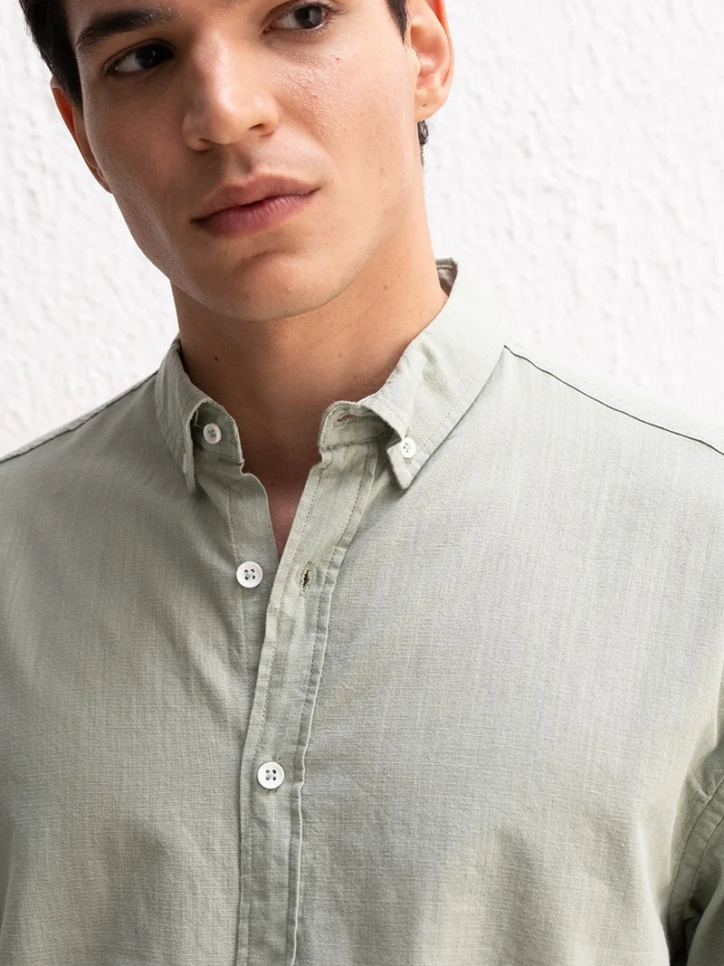 Giesto Mint Green GIESTO Cotton Oversized Button-Up Shirt for Men | Best Price UAE