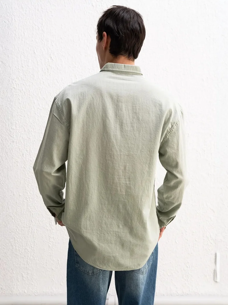 Giesto Mint Green GIESTO Cotton Oversized Button-Up Shirt for Men | Best Price UAE