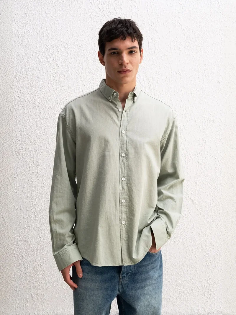 Giesto GIESTO Cotton Oversized Button-Up Shirt