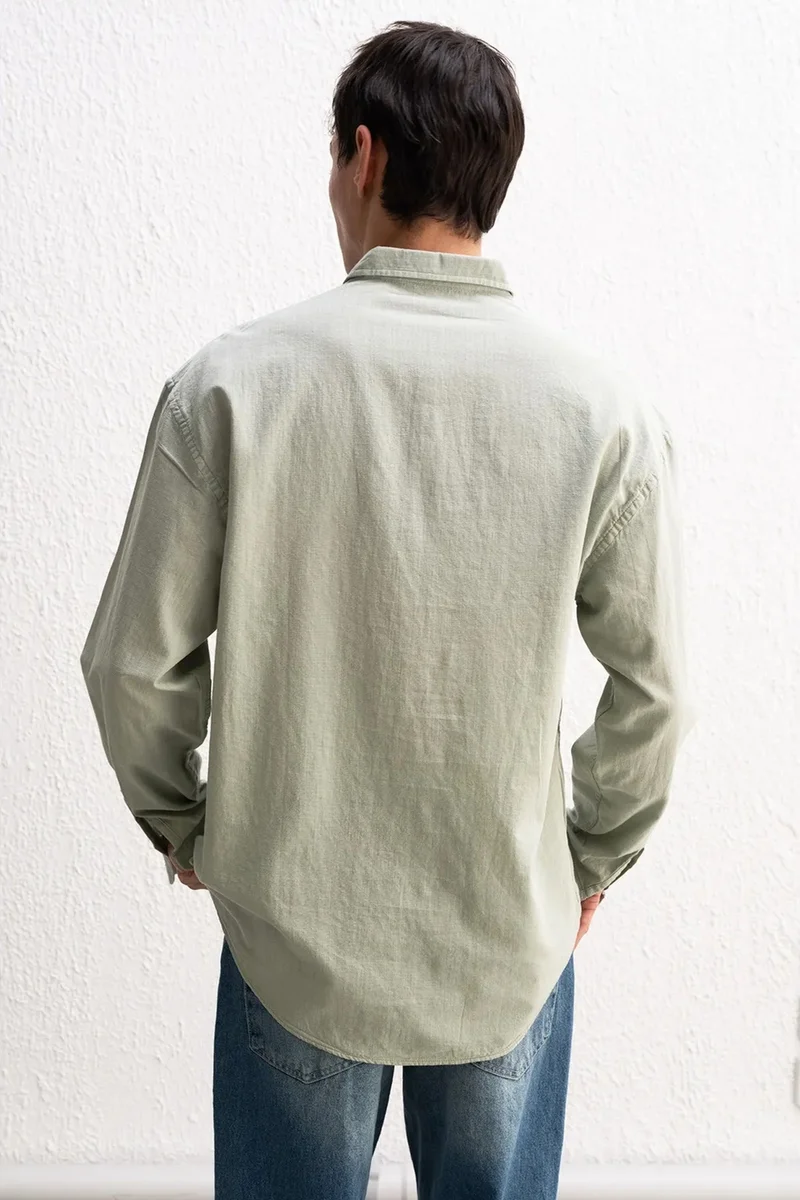 Giesto Mint Green GIESTO Cotton Oversized Button-Up Shirt for Men | Best Price UAE