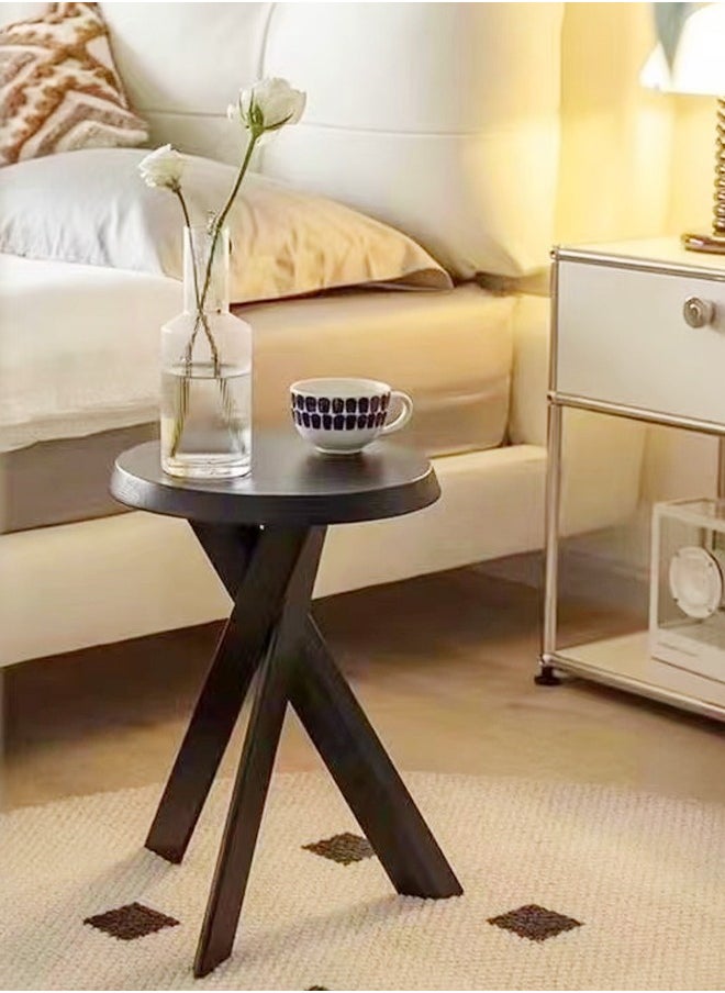 Raffine Vintage Cross Leg Solid Wood Sofa Table - Scandinavian Style Coffee Table, Round Edge Nightstand for Bedroom & Home Office, 35x35x45 cm (Fully Assembled)  - Image 5
