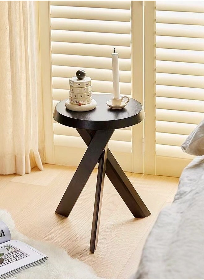 Raffine Vintage Cross Leg Solid Wood Sofa Table - Scandinavian Style Coffee Table, Round Edge Nightstand for Bedroom & Home Office, 35x35x45 cm (Fully Assembled)  - Image 1