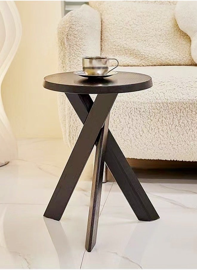 Raffine Vintage Cross Leg Solid Wood Sofa Table - Scandinavian Style Coffee Table, Round Edge Nightstand for Bedroom & Home Office, 35x35x45 cm (Fully Assembled)  - Image 2