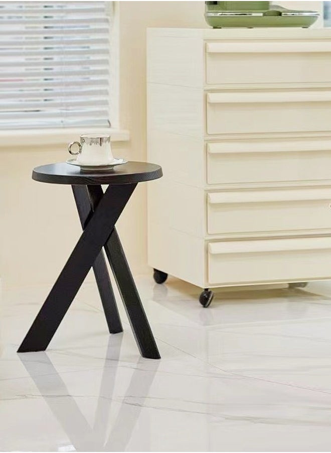 Raffine Vintage Cross Leg Solid Wood Sofa Table - Scandinavian Style Coffee Table, Round Edge Nightstand for Bedroom & Home Office, 35x35x45 cm (Fully Assembled)  - Image 3
