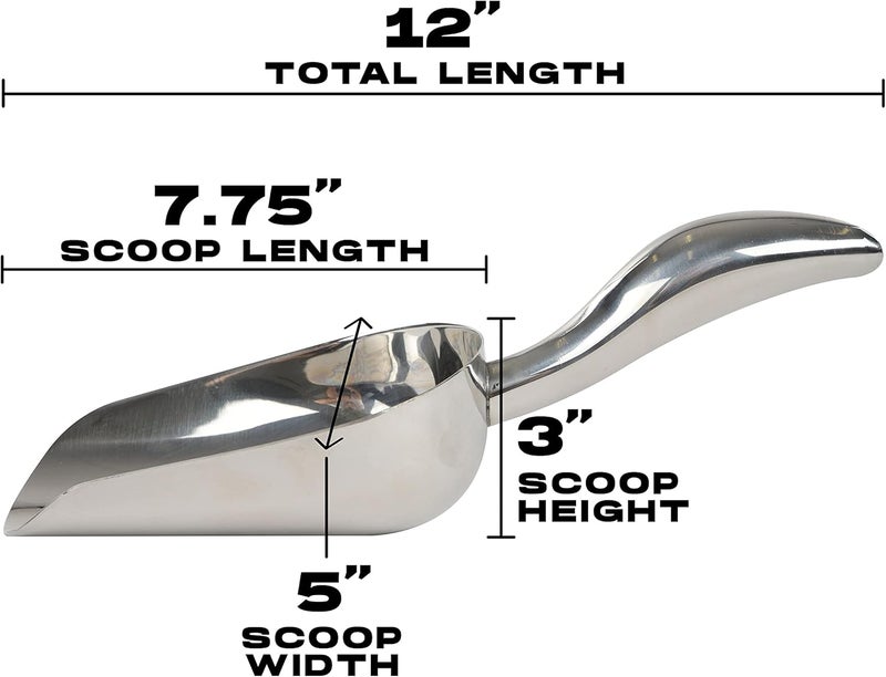 LEMONSODA Stainless Steel Utility Ice Scoop - 24 Ounces - Rustproof Metal - Great for Bar, Ice, Flour, Coffee, Containers - Bar Ice Scoop, Dry Bin, Dry Goods, Candy (12 Inches) - Image 2