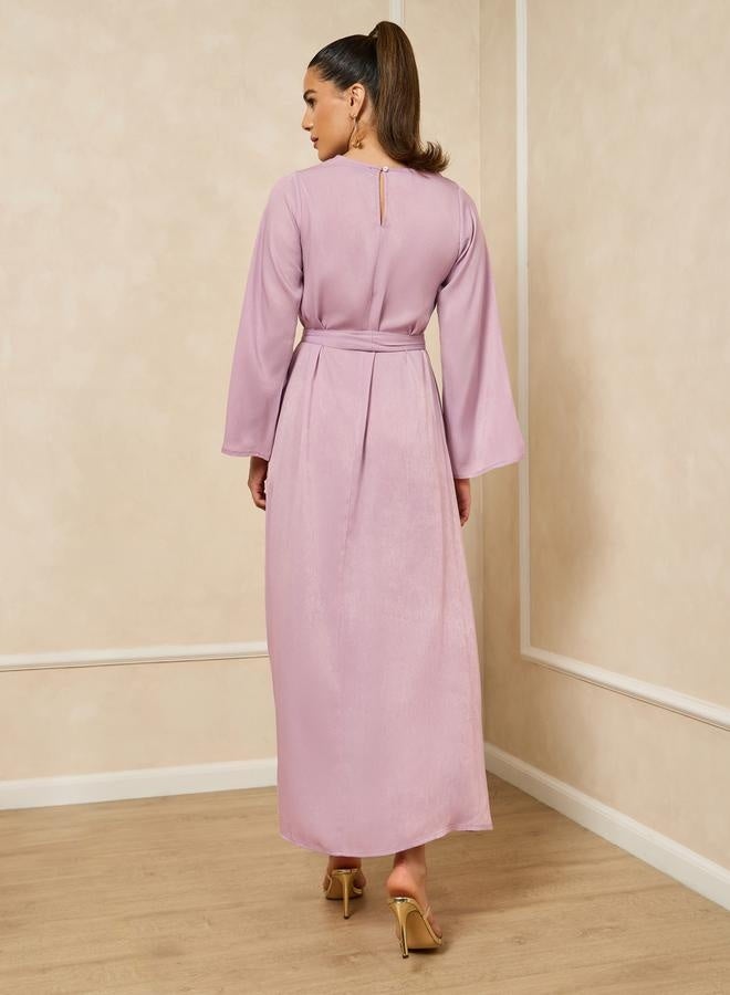 ستايلي جلابية - بياقة مستديرة مزينة بالترتر مع حزام - Image 5