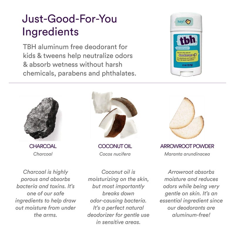 تي بي أتش TBH Kids Deodorant - Unscented Deodorant for Kids - Made w/ Natural Ingredients in the USA - Aluminum Free Deodorant - Kids Deodorant Girls and Boys - Image 4