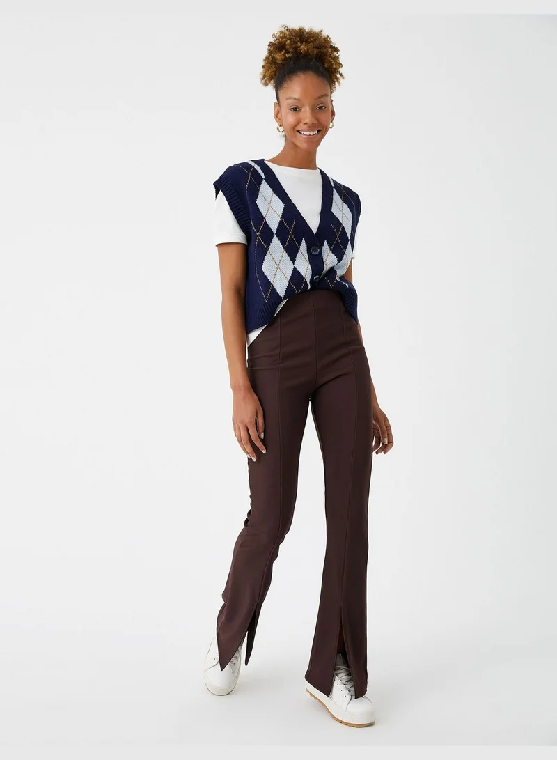 KOTON High Rise Slit Trousers