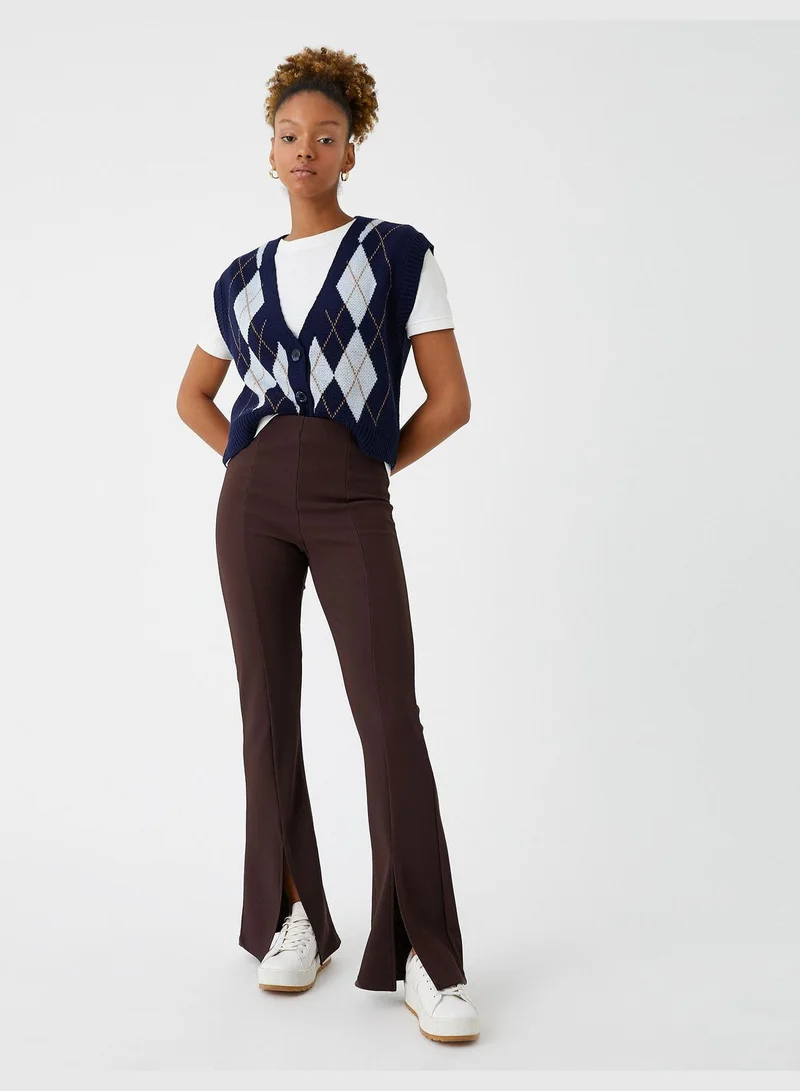 KOTON High Rise Slit Trousers
