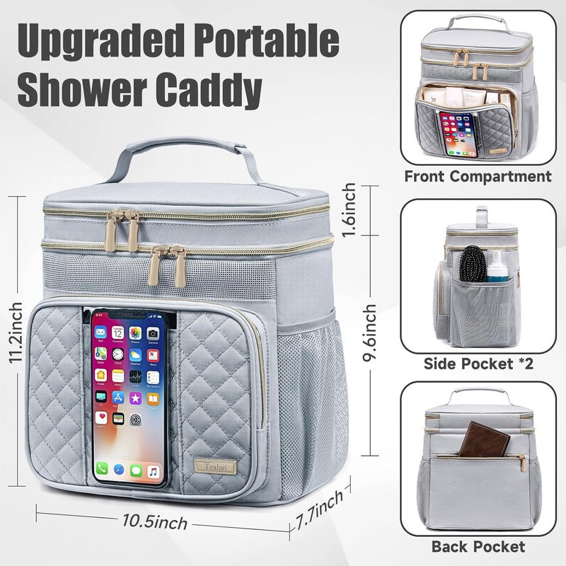 Tealari Large Toiletry Bag for Women Men,Bathroom Bag,Water Resistant Shower Bag,Makeup Bag,Portable Shower Caddy for College Dorm,Hanging Travel Toiletry Bag with Transparent Waterproof Phone Pocket - Image 4