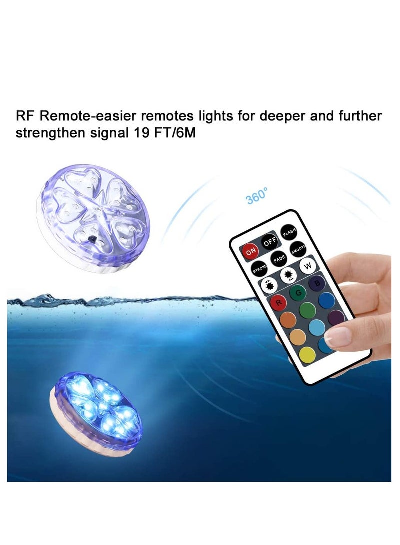 SOLARAE أضواء LED غاطسة مع جهاز تحكم عن بعد أضواء حوض الاستحمام أضواء سبا LED متغيرة الألوان ضوء مغناطيسي عائم للبركة أضواء تحت الماء لتزيين الأكواريوم والزهور للتخييم وحوض السباحة 2 عبوة - Image 4