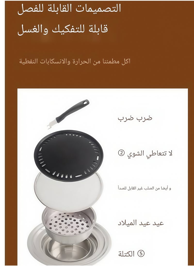شور شواية شواء حول الموقد لغلي الشاي ، مجموعة كاملة من موقد الفحم الذي لا يدخن ، شواء حول الموقد ، شواية شواء في الهواء الطلق في حديقة موقد الفحم  - Image 2