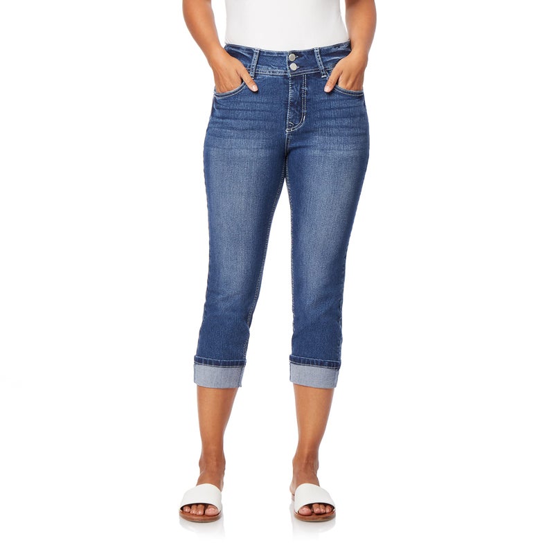Angels Forever Young Curvy Cropped Jeans for Women, Denim with Contour Waistband - Standard and Plus Size - Canyon, 20 Plus - Image 1