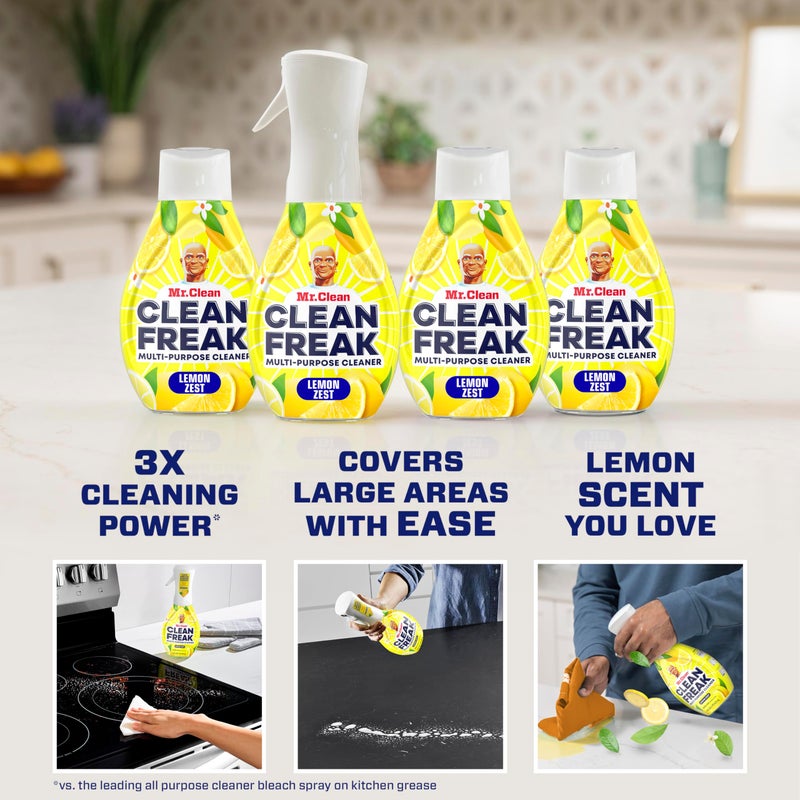 Mr Clean Mr. Clean Clean Freak Multi Surface Cleaning Spray, Deep Cleaning Mist Starter Kit and Refill Bundle, Lemon Zest Scent, 64 fl oz - Image 2