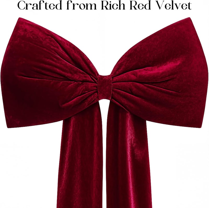 Knitgrip Extra Large Velvet Christmas Tree Topper Bow Giant Bow with Long Streamers Oversized Wrapping Gifts for Holiday Party Xmas Tree Wedding Home Decorations(Red,118 Inch) - Image 2