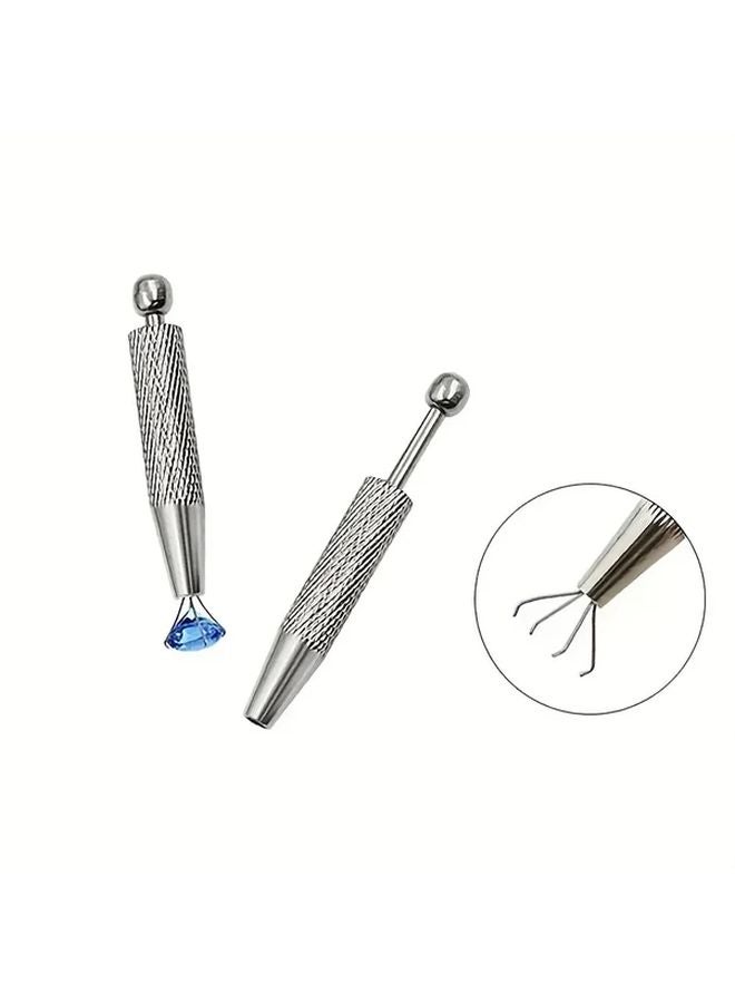 ملقط مجوهرات دقيق فضي بمخالب 4، ماسك مريح للمعادن والأحجار الكريمة والماس - Image 4