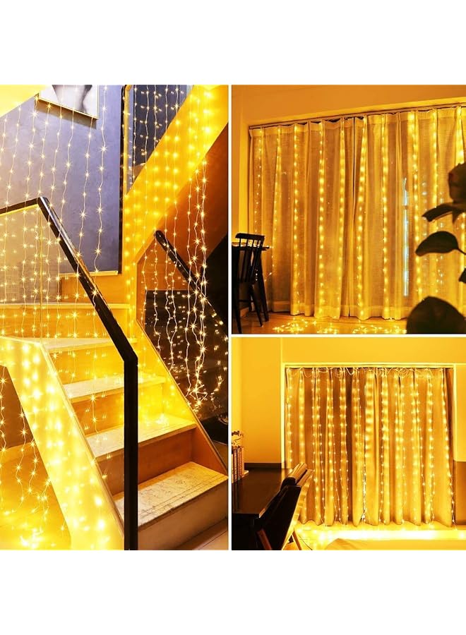 erorex 300 Leds Curtain String Lights 8 Lightning Modes Usb Powered Fairy String Lights With Timer Function For Bedroom Wedding Party Decor Warm White - Image 4