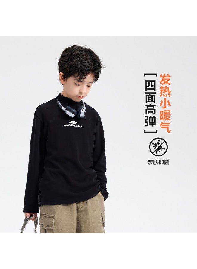 Boys' Autumn And Winter Half Turtleneck German Velvet Bottoming Shirt  New Kidsren's Clothing Boys' Warm Long-sleeved Inner T-shirt