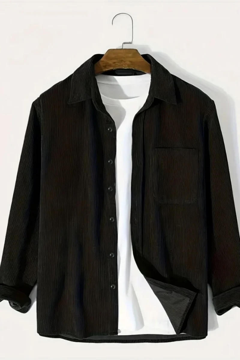 كوول تارز Men's Oversize Shirt Collar Velvet Long Sleeve Winter Shirt