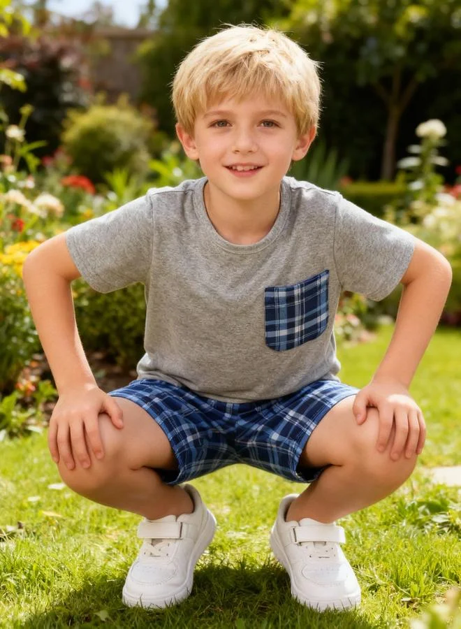 Take Two  Boys Checked Pocket Shirt And Shorts Pyjama Set for Men | Best Price UAE