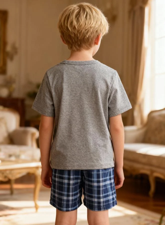 Take Two  Boys Checked Pocket Shirt And Shorts Pyjama Set for Men | Best Price UAE