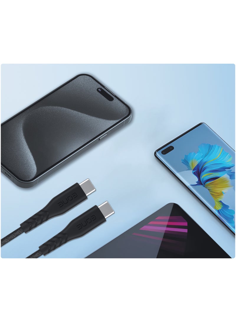 EONE USB-C to USB-C Cable 100W 1.2M Black, PD Fast Charging Type-C Cable, Nylon Braided Durable Cable for Laptop, Tablet & Smartphone - Image 3