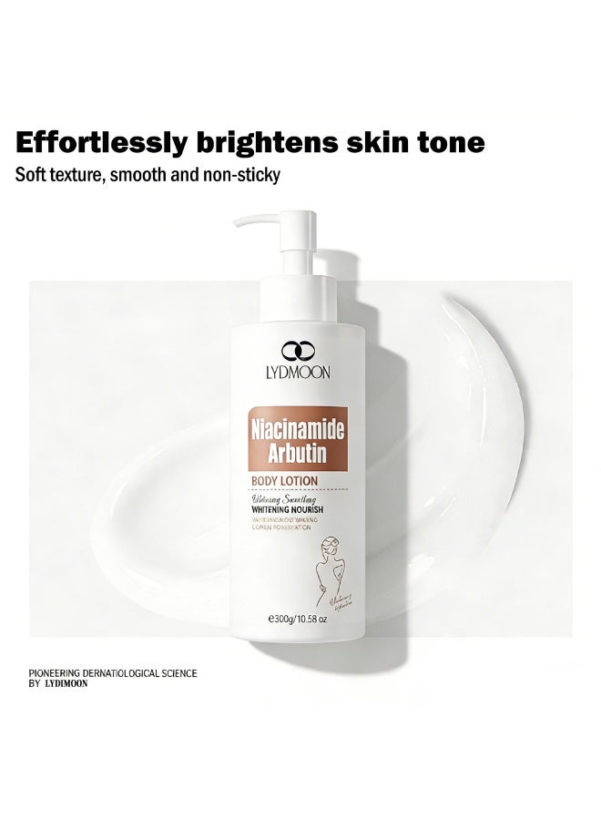 LYDIMOON Niacinamide & Alpha-Arbutin Body Lotion, Moisturizing Brightening Long Lasting Fragrance 300g - Image 2