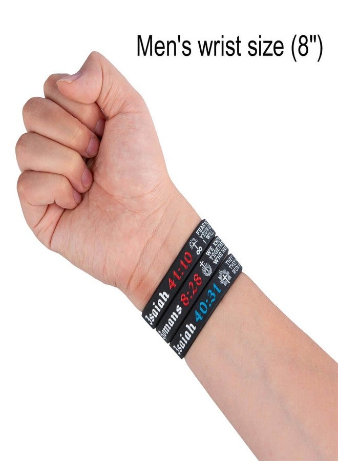Sainstone Power of Faith ISAIAH 41:10, ROMANS 8:28, ISAIAH 40:31 Bible Verse Silicone Bracelets - Christian Scriptures Motivational Wristbands Chaplain Gifts for Men Women (Men 8") - Image 5