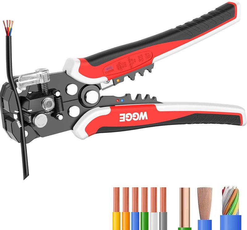 WGGE WG-014 Self-Adjusting Insulation Wire Stripper. For stripping wire from AWG 10-24, Automatic Wire Stripping Tool/Cutting Pliers Tool, Automatic Strippers with Cutters & Crimper 8" - Image 1